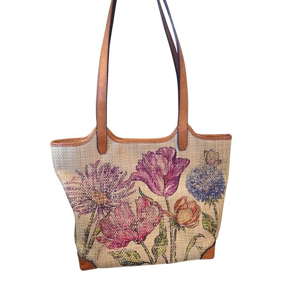 Brighton Enchanted Garden NAYA Floral Hand Woven Handbag Tote Leather - Picture 1 of 11